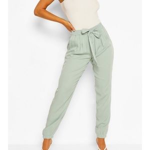 Tie front woven trousers